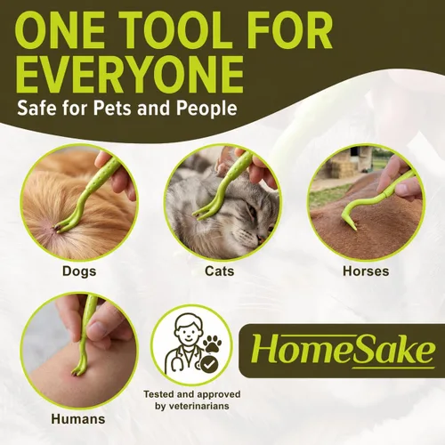 Miniatura 2 de Homesake Herramienta para eliminar garrapatas para perros, gatos y seres humanos, paquete de 3 kit de eliminación de garrapatas + tarjeta