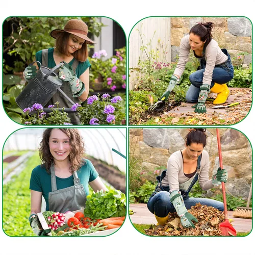 Miniatura 2 de WANCHI Guantes de jardinería, duraderos y cómodos guantes largos de jardín para mujer, para trabajos de jardinería y trabajo en el patio, guantes