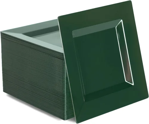 Miniatura 11 de Paquete de 100 platos cuadrados de plástico de postre rosa, platos desechables de 6.5 pulgadas, platos resistentes para fiestas, bodas, Navidad