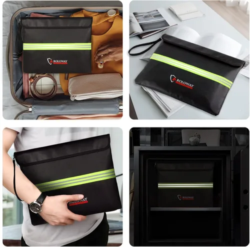 Miniatura 6 de ROLOWAY Bolsa de documentos ignífuga (14 x 11 pulgadas) con capa de papel de aluminio mejorada de 5200 ℉, bolsa ignífuga para documentos con tira