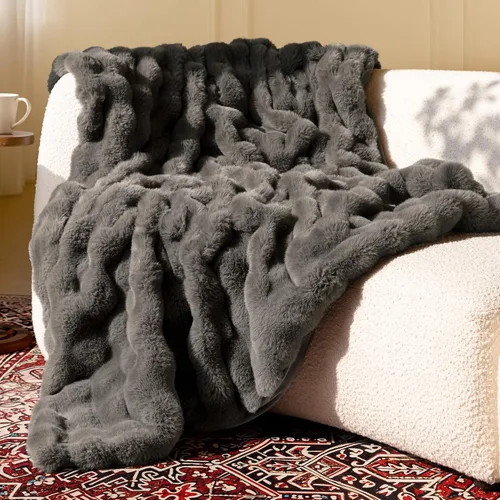 Miniatura 13 de Manta de piel sintética ultrasuave y acogedora, manta mullida de felpa gruesa de burbujas, manta mullida de lujo de gran tamaño para sofá, cama