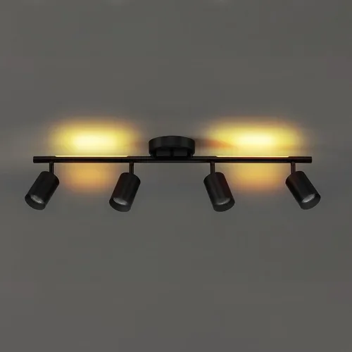 Miniatura 10 de GLOBE Electric 64000166 30" Iluminación de pista de 4 luces con tira de luz nocturna integrada LED de 7 W, negro mate, cabezales de pista