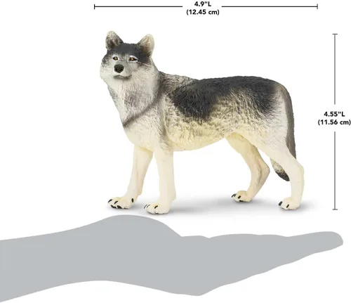 Miniatura 3 de Safari Ltd. Figura de juguete de lobo gris, figura detallada de plástico de 4.8 pulgadas, divertido juguete educativo para niños, niñas y niños a