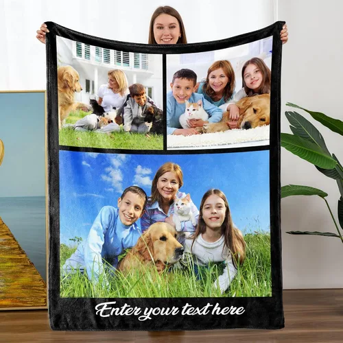 Miniatura 19 de Mantas personalizadas con fotos, manta personalizada con nombre de imagen para esposa, marido, novio, novia, aniversario, Navidad, cumpleaños, 1 Foto