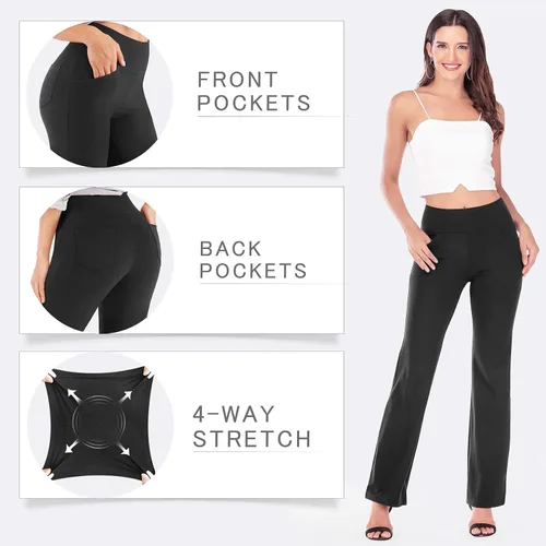 Miniatura 2 de IUGA Bootcut - Pantalones deportivos de yoga con bolsillos para mujer de cintura alta de entrenamiento, pantalones Bootleg, pantalones deportivos