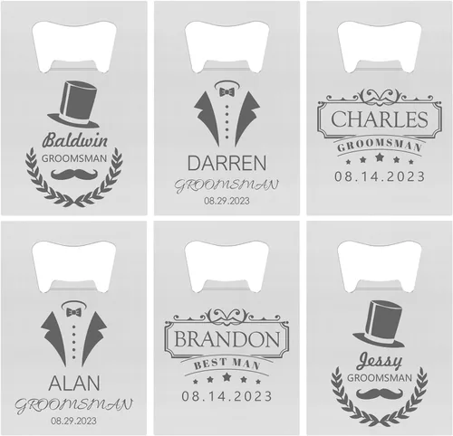Miniatura 31 de Abrebotellas personalizados, tamaño de tarjeta de crédito, padrinos de boda, regalos para boda, despedida de soltero, abrebotellas de cerveza