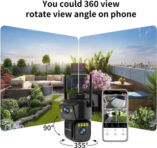 Miniatura 5 de LETSCEE Cámaras de Seguridad WiFi para Exteriores, Cámaras 5G/2.4G para Seguridad del Hogar con Energía Solar con Lente Dual, Detección de 1Paquete