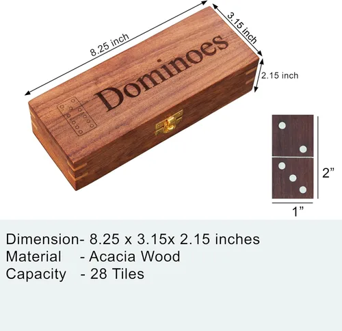 Miniatura 4 de Set de Dominós T one para Adultos con Caja de Madera (28 fichas) Dominós para Niños Juego de Fiesta Familiar Regalo