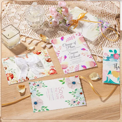 Miniatura 7 de 50 hojas de papel de borde deckled de 5 x 7 pulgadas, papel de acuarela rugoso/texturizado de 160 GSM, hecho a mano, para invitaciones de boda
