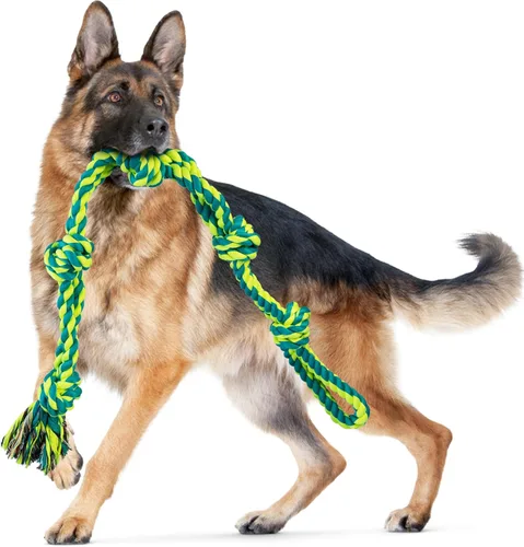 Miniatura 12 de SHARLOVY Juguetes para perros para masticadores agresivos, bolas de perro para razas grandes, juguetes masticables de cuerda de algodón resistente 6
