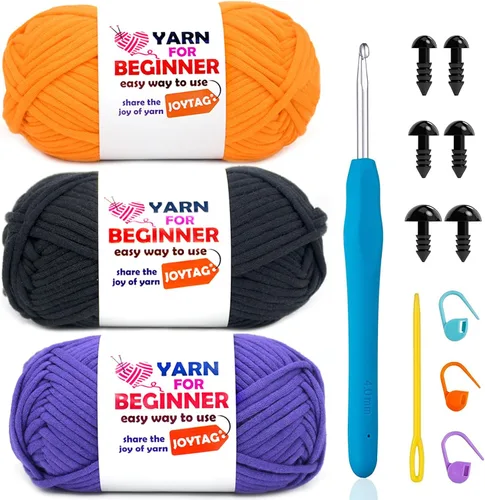 Miniatura 47 de Paquete de 3 hilos de ganchillo de mezcla de algodón y nailon - azul, gris, verde - 3x50g - puntadas fáciles de ver - kit de ganchillo y tejido
