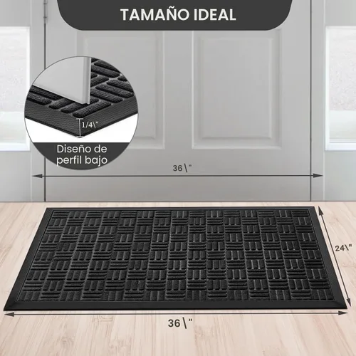 Miniatura 2 de Mibao Tapete para puerta delantera, resistente y duradero, tapete de bienvenida para interiores y exteriores, atrapador de suciedad, impermeable