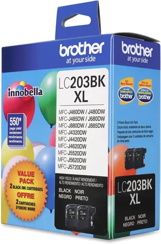 Brother LC2032PKS - Cartuchos originales de tinta negra de alto rendimiento, tinta negra de repuesto, paquete de dos, incluye 2 cartuchos de tinta