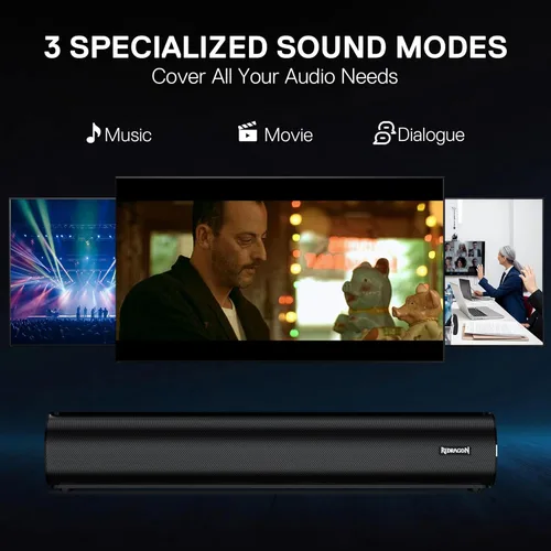 Miniatura 4 de Redragon GS821 Barra de sonido para TV, barra de sonido de audio de cine en casa con HDMI ARC/óptico/BT 5.3, sistema estéreo de alta fidelidad con 3