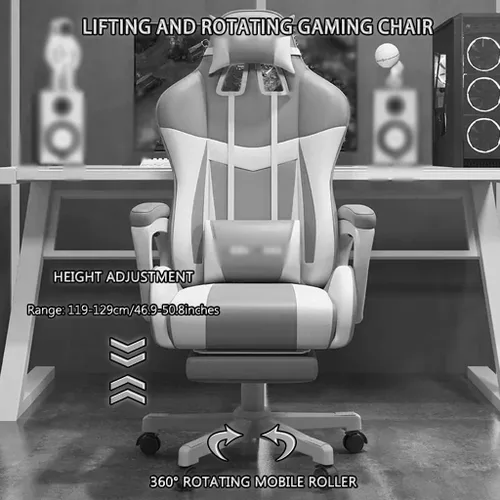 Miniatura 5 de Silla de juegos con reposapiés de 90° a 145° Gran ángulo puede tumbarse, silla ergonómica de carreras con abrazo, carga de 330.7 libras