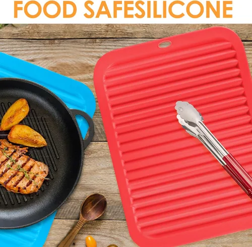 Miniatura 7 de Paquete de 5 salvamanteles de silicona para ollas y sartenes calientes, salvamanteles de silicona de 9 x 12 pulgadas para platos calientes