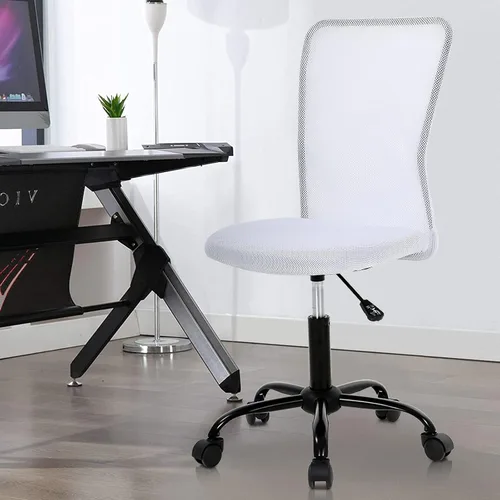 Miniatura 11 de Silla de oficina ergonómica para computadora con lumbar ajustable, silla de escritorio sin brazos, giratoria de malla giratoria con respaldo medio