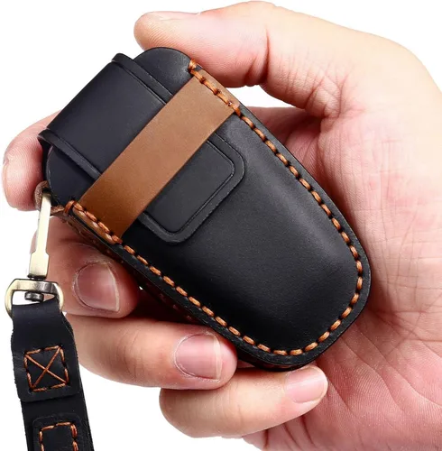 Miniatura 4 de Funda de cuero para llave de auto para Ford F-150 Mustang, llave inteligente con mando a distancia, funda de 5 botones, color negro