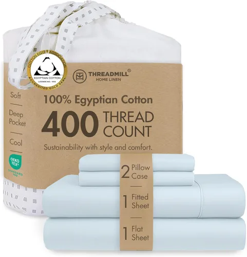 Miniatura 15 de Threadmill - Juego de sábanas de algodón egipcio para cama tamaño King Juego de sábanas de cama King 100% de algodón egipcio certificado Sábanas