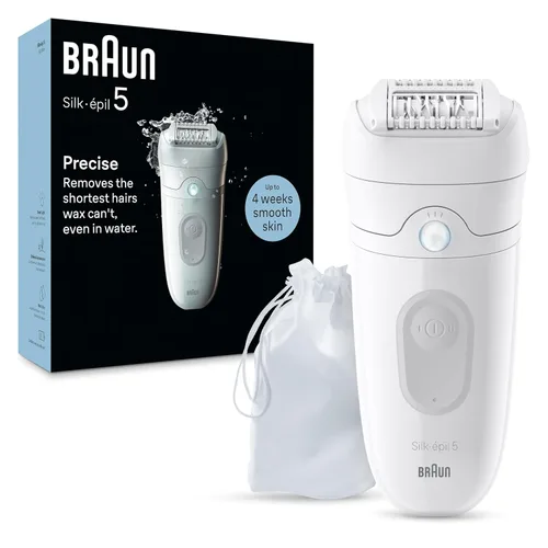 Braun Depiladora Silk-épil 5, dispositivo de depilación, afeitadora y recortadora para mujer, húmeda y seca, incluye tapa de contacto para la piel,