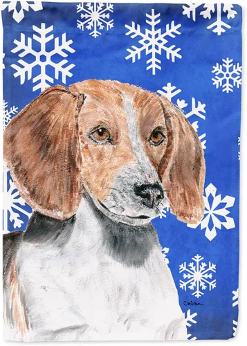 Miniatura 320 de Caroline's Treasures SC9374GF Bulldog English Snow flakes Holiday Garden Flag Buzón Bandera decorativa para patio exterior, patio, obras de arte