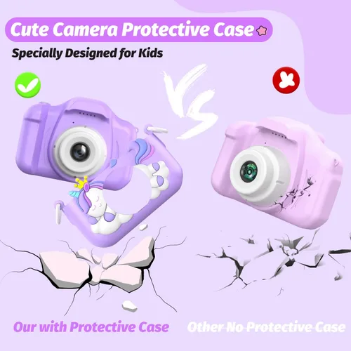 Miniatura 7 de Cámara para niños mejorada, regalos de Navidad y cumpleaños para niñas y niños, cámara de video digital selfie de 1080P HD para niños pequeños