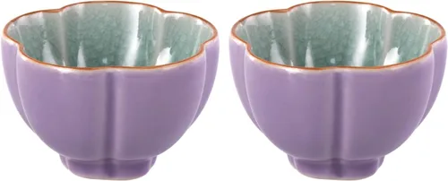Miniatura 15 de Juego de 2 tazas de té pequeñas de porcelana de 4.2 onzas, juego de tazas de té japonesas moradas, tazas de té de cerámica para el hogar, fiesta