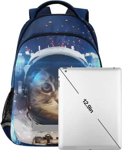 Miniatura 5 de Mochila para niños y niñas, mochila de viaje con diseño de astronauta y gato