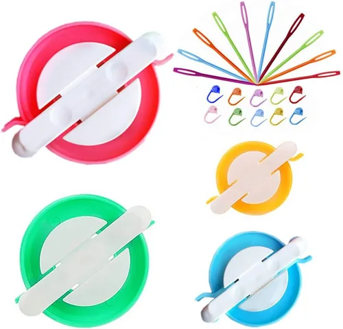 Miniatura 8 de Kit de fabricación de pompones, kit de telar de tejer con pompón, aguja para tejer de bolas, manualidades, kit de herramientas de ganchillo
