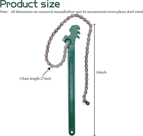 Miniatura 7 de Llave de cadena reversible resistente de 16 pulgadas para filtro de aceite y combustible de 1.5 a 7.5 pulgadas de diámetro