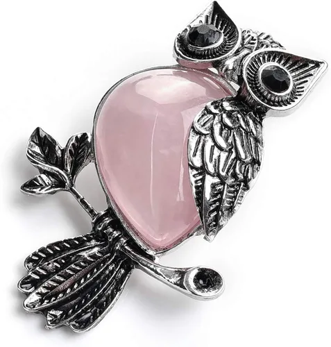 Miniatura 2 de Jovivi Regalos de búho, collar de búho, piedras de cristal curativas, collares con colgante para mujeres y hombres, amatista natural, joyería