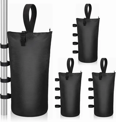 Aimosen Bolsas de arena de 210 libras, 4 paquetes de bolsas de arena grandes y resistentes con cremallera y correas para toldos de playa, camping,