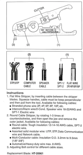 Miniatura 3 de Yankok [Herramienta de corte y pelado de cables S501B] Amarillo con profundidad de hoja ajustable para UTP, FTP, STP, CAT5/5e CAT6/6a Ethernet