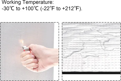Miniatura 5 de uxcell Hoja de aislamiento, 1 mx1mx5 mm, papel de aluminio en relieve, impermeable, resistente al calor, barrera térmica, para pared de techo, tubo