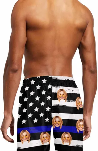 Miniatura 2 de Traje de baño personalizado para hombre, divertido estampado de fotos personalizado con la bandera estadounidense, pantalones cortos, regalos