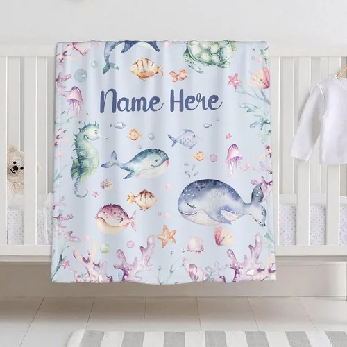 Miniatura 9 de Manta de bebé personalizada para niñas y niños, manta de bebé personalizada con nombre de bosque de animales para niños pequeños, baby shower
