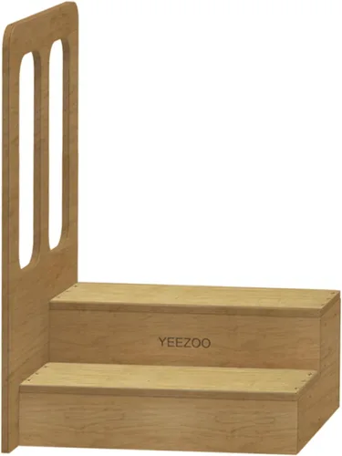 Miniatura 8 de Taburete largo de madera, taburete de madera de 2 escalones con almohadillas antideslizantes para cocina, cama alta para niños, adultos y ancianos