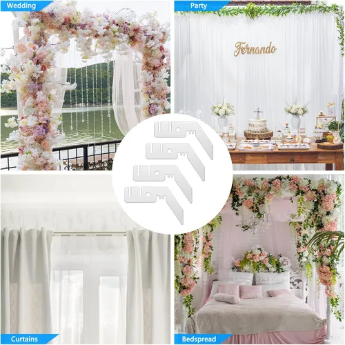 Miniatura 7 de Colgador de barra transversal doble de 3 pulgadas, 4 piezas, tubería y cortina, colgador de cenefa de boda para telón de fondo, portátil, soporte