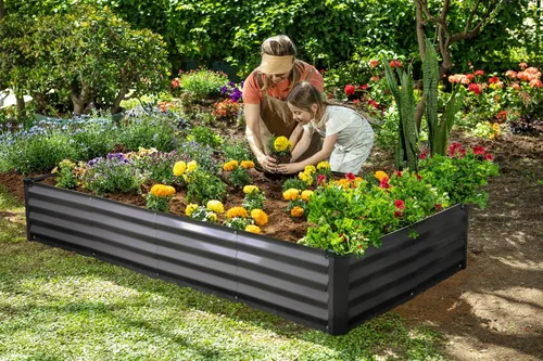 Miniatura 6 de Plant & Plot Camas de jardín elevadas galvanizadas para exteriores/ Jardinera elevada de 6 x 3 x 1 pie para jardinería, verduras, flores, caja