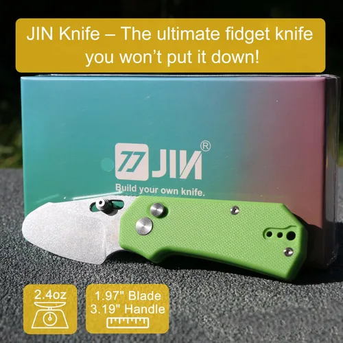 Miniatura 7 de JIN Rhino Jr. Cuchillo de bolsillo para niños, cuchillo juguete para hacer malabares, kit de bricolaje, hoja de acero de 1.97” no afilada, punta