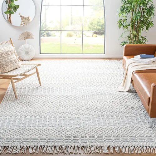 Miniatura 16 de SAFAVIEH Natura Collection - Alfombra decorativa de 2 x 3 pies, color marfil, con flecos de lana marroquí bohemia, hecha a mano, ideal para zonas
