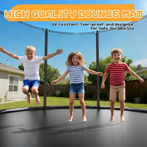 Miniatura 3 de Trampolín para exteriores de 8 pies, 10 pies, 12 pies, 14 pies, trampolines recreativos con recinto y escalera, trampolines antioxidantes para niños