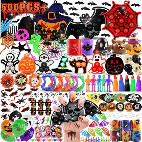 KissFree 500 piezas de recuerdos de fiesta de Halloween para niños, juguetes de Halloween a granel, rellenos de bolsas de golosinas de Halloween,