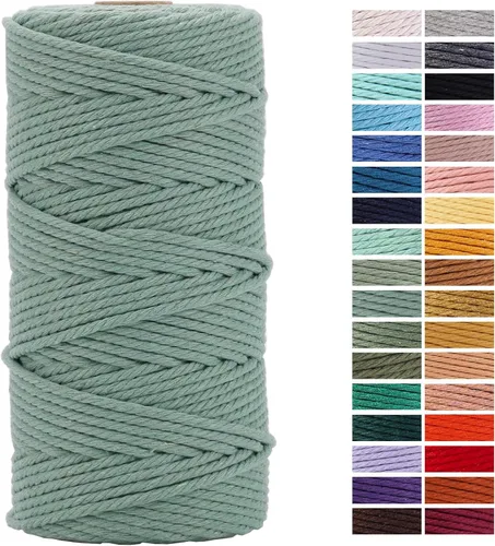 Miniatura 19 de Cuerda de Macramé Gris Claro 3mm x 109 Yardas, Cuerda de Algodón de Colores Cuerda para Manualidades Cuerda de Algodón Colorida para Colgar