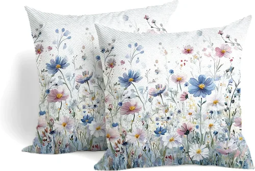 Miniatura 5 de Fundas de almohada suaves con diseño de flores rústicas para sofá, dormitorio, sala de estar, 18 x 18 pulgadas, 2