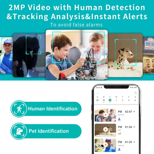 Miniatura 3 de Cámara de seguridad para interiores, cámaras WiFi 2.4G para seguridad del hogar, inclinación panorámica de 355 ° vista vertical de 100 °, detección