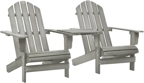 Miniatura 7 de Sillas de césped, muebles de porche, juego de muebles de patio, sillas Adirondack con mesa de té, madera maciza, abeto marrón para cocina al aire