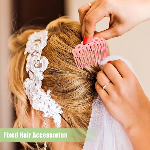Miniatura 4 de Juego de 30 peines laterales franceses coloridos para el cabello, accesorios de peine giratorio de plástico para mujeres, 3 estilos