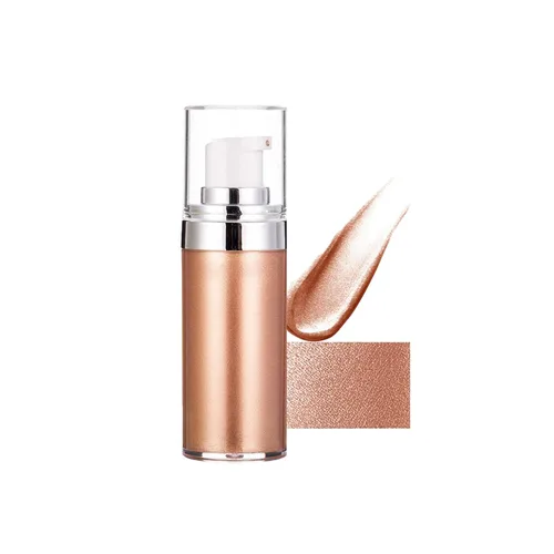 Iluminador corporal facial iluminador en aerosol en crema bronceador líquido iluminador resplandeciente base de maquillaje para pómulos y rubor,