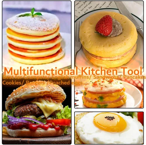 Miniatura 6 de DATANYA Paquete de 8 anillos para muffins ingleses de 4 pulgadas, anillos de tarta dobles de acero inoxidable, moldes de anillo de pastelería